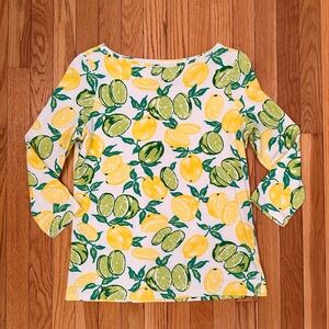 Talbots Summer Lemon Print Tee